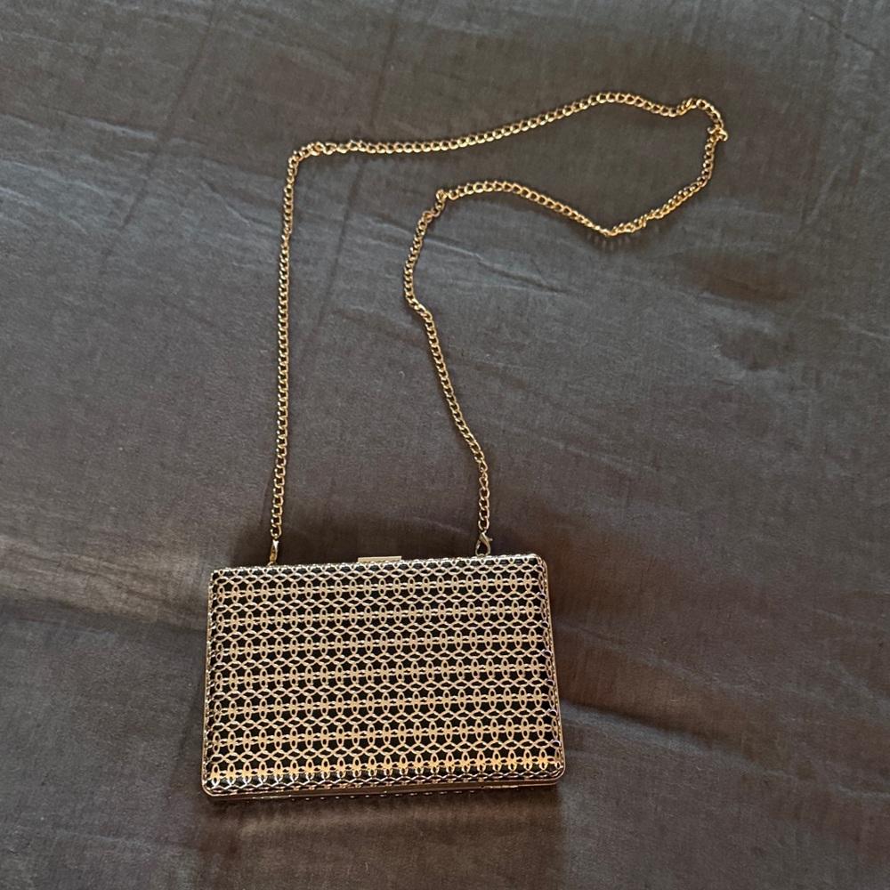 Elegant Gold over Black Chain Clutch